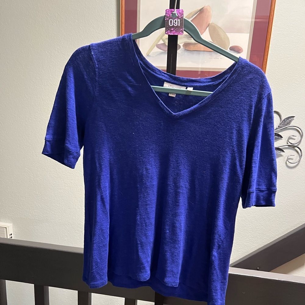 Chico’s Women's Cobalt Blue V-Neck Top #091